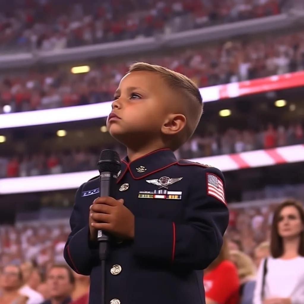 Emotional Impact: 10-Year-Old Impresses with National Anthem, Tears Grown Men”
