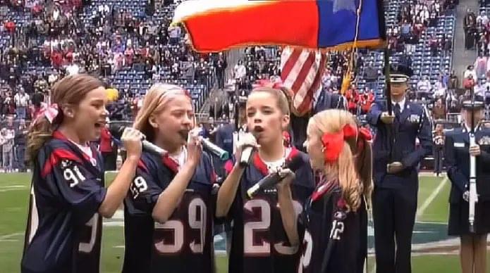 Four Young Girls Sing the National Anthem – NFL Crowd Goes Wild