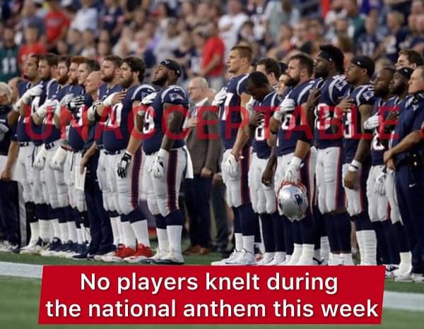 UNEXPECTED   No players knelt during the national anthem this week