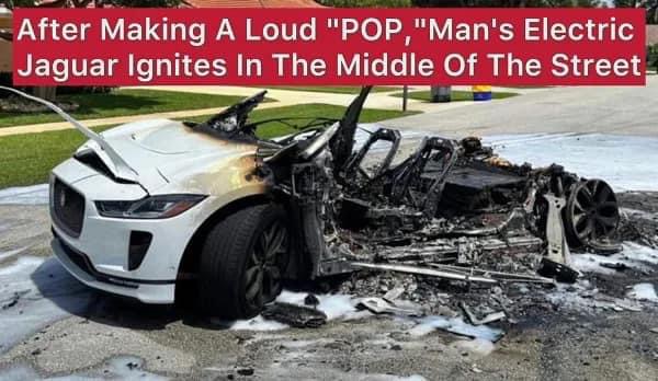 After Making A Loud “POP,” Man’s Electric Jaguar Ignites In The Middle Of The Street