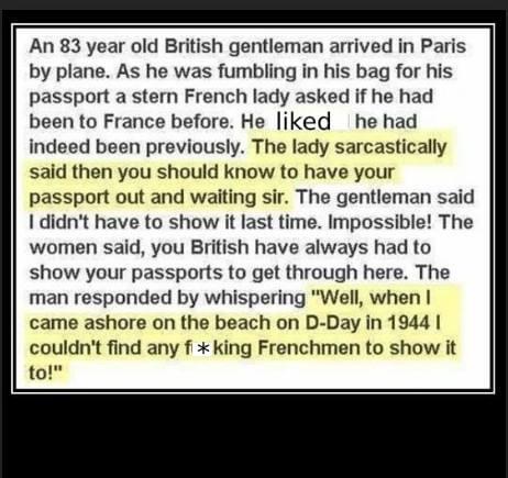 An 83 year old british gentleman arrived in Paris by plane, As he was